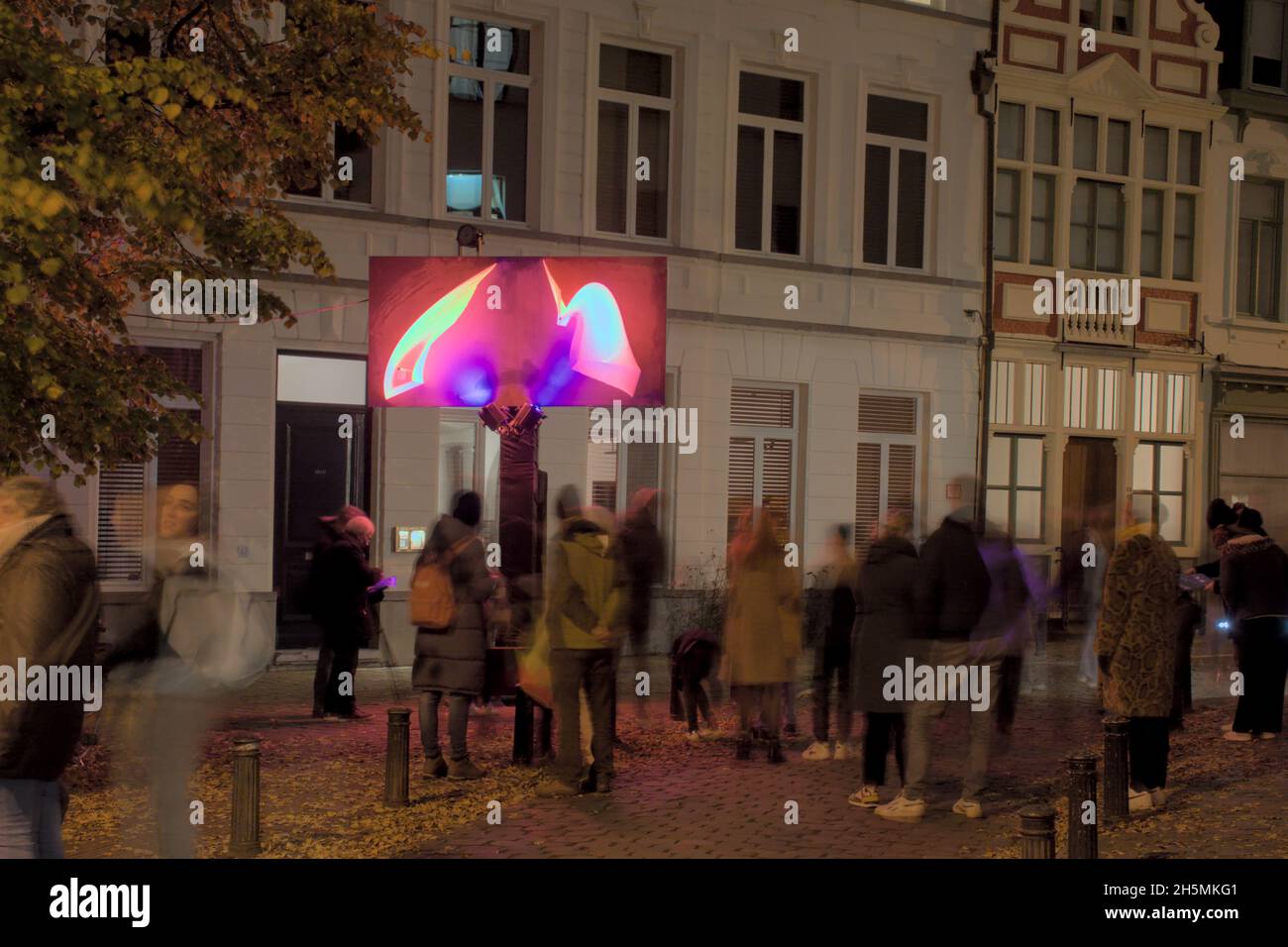 `My music is lifeles by Zeynab Biglari Pour. Part of the the light festival of Ghent, November 2021. Stock Photo